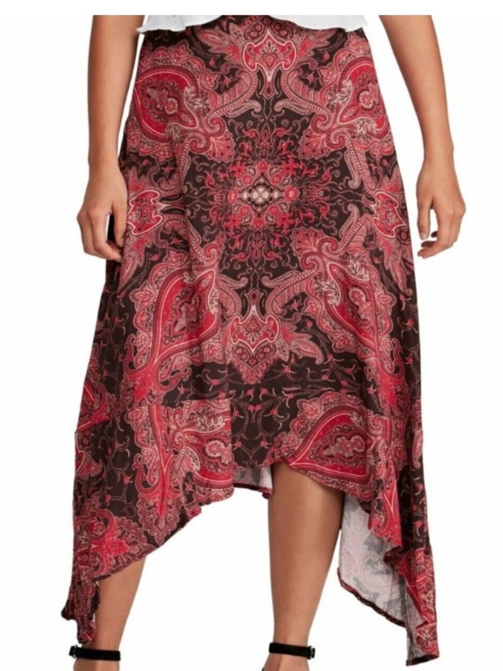 Free People At The Shore Deep Plum Red Paisley Bandana Skirt - Women's Size 8